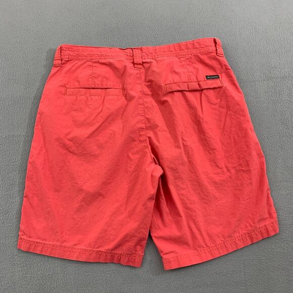 Columbia Washed Out Shorts Mens Size 34 Inseam 10L Red Flat Front Chino Cotton - Picture 11 of 12